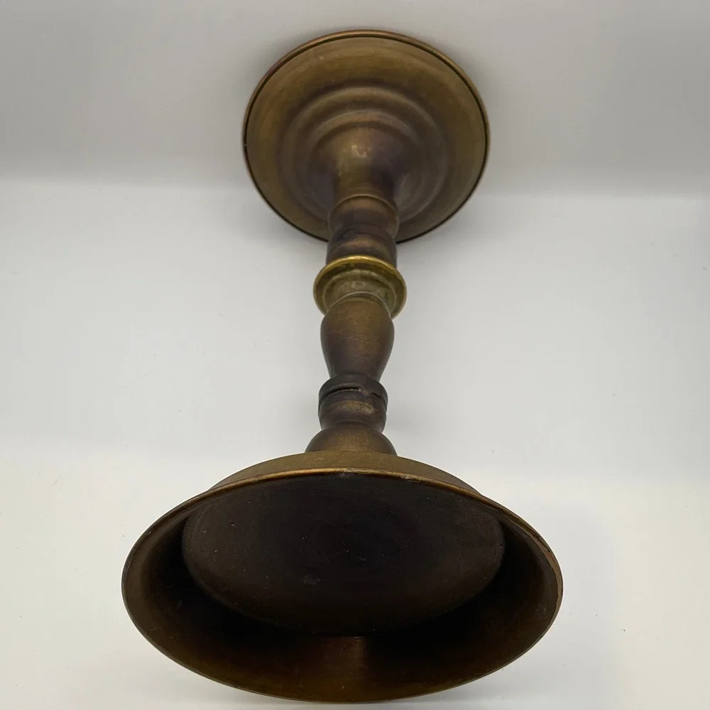 Vintage 12 Inch Antique Brass Pillar Candle Holder Tall Pedestal Stand Baluster